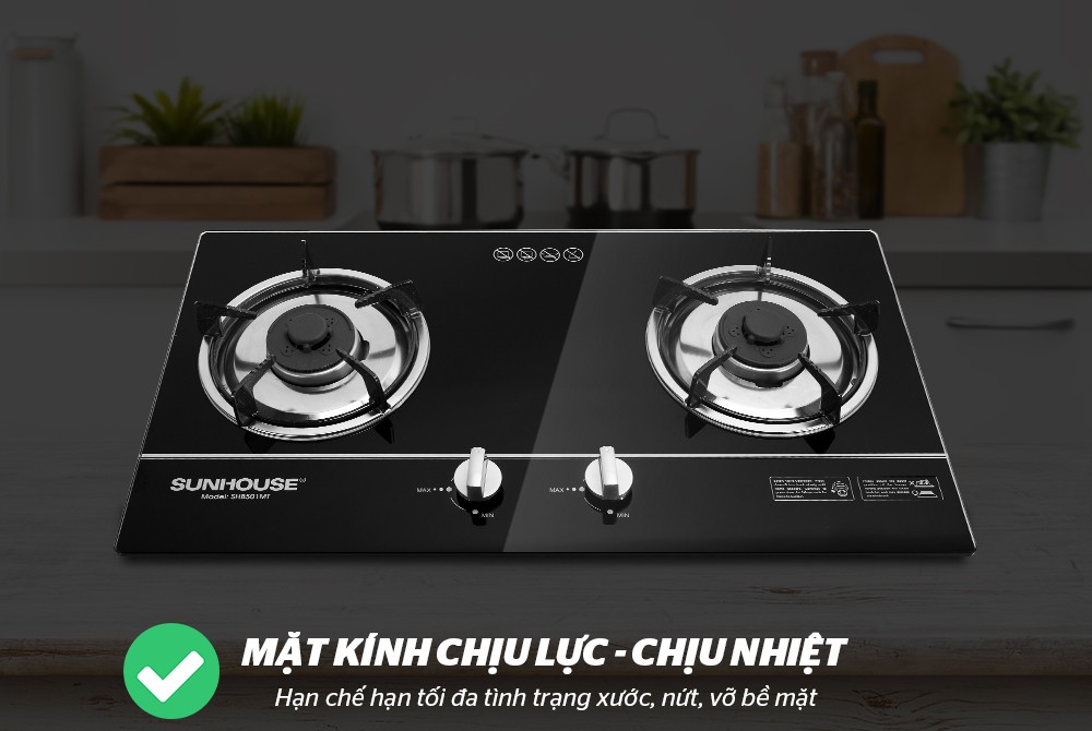 Bếp gas âm Sunhouse SHB 501MT mới+Tặng Dây gas-đánh lửa IC,Chất liệu đầu đốt đồng thau bền-BH 12 tháng