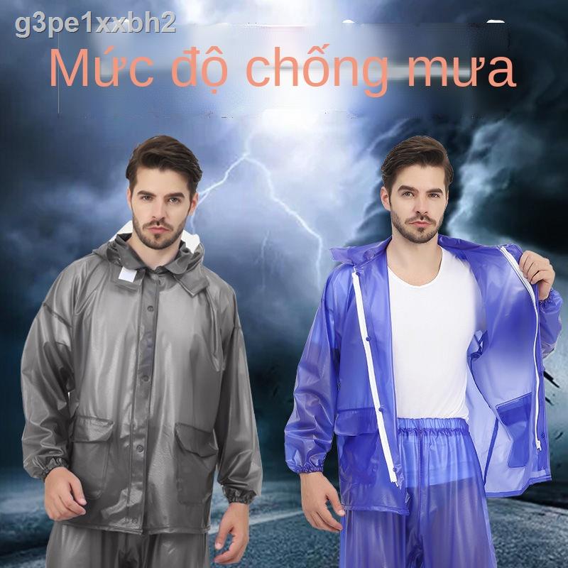 ☑❁❖Áo mưa quần đi phù hợp với nam và nữ xẻ tà dày chống bão người lớn xe máy điện toàn thân takeaway cưỡi