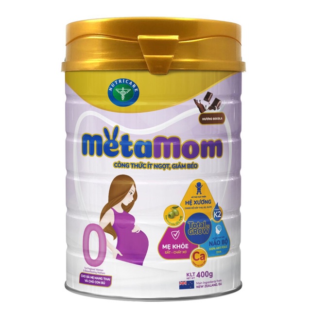 Sữa Meta Mom cho phụ nữ mang thai và cho con bú 900g(mẫu mới, có 3 vị)