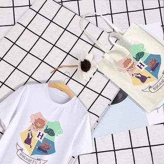 Áo thun & Túi vải Harry Potter - Logo Hogwarts - vải thun mát - Unisex - size châu Âu