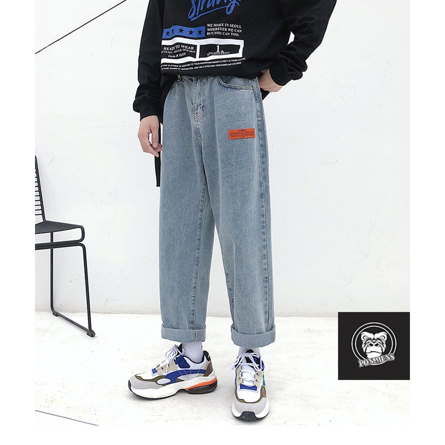 quần jean nam ống rộng màu đen logo 160 2021 | BigBuy360 - bigbuy360.vn