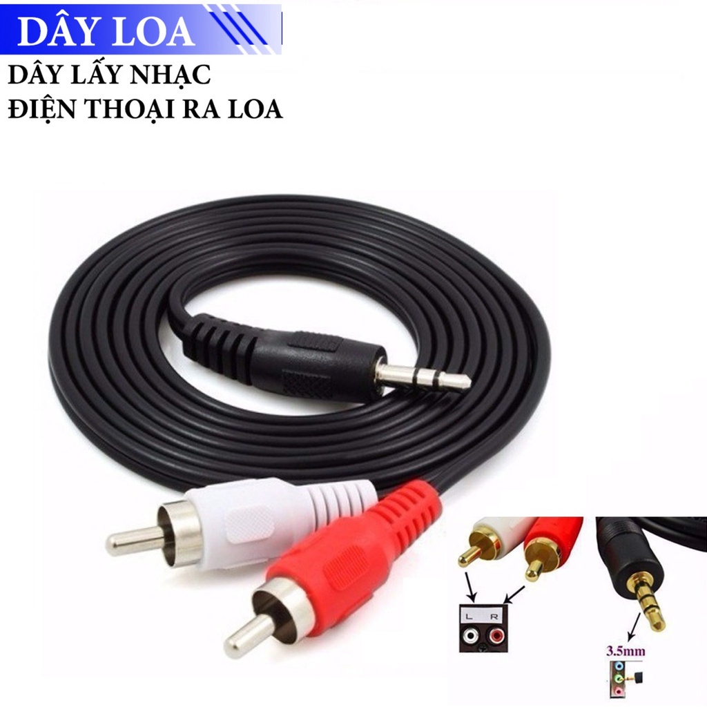 Dây jack loa 1 ra 2 dây loa 1 đầu 3.5 ra 2 AV hoa sen dài 1.5m hàng chất lượng giá tốt