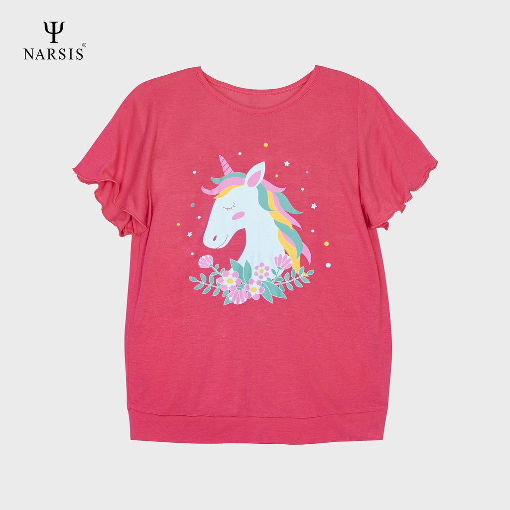 Bộ đồ hè bé gái Narsis KM1010 chất liệu cotton áo hồng quần bò