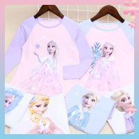 Áo Thun Cotton Trơn Tay Dài In Hoạt Hình Công Chúa Thời Trang Năm Mới Dành Cho Bé Gái 2022