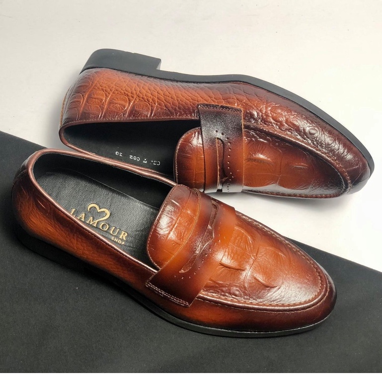 Giày lười da nam công kiểu dáng  Penny Loafer bh 1 năm - Mã T04