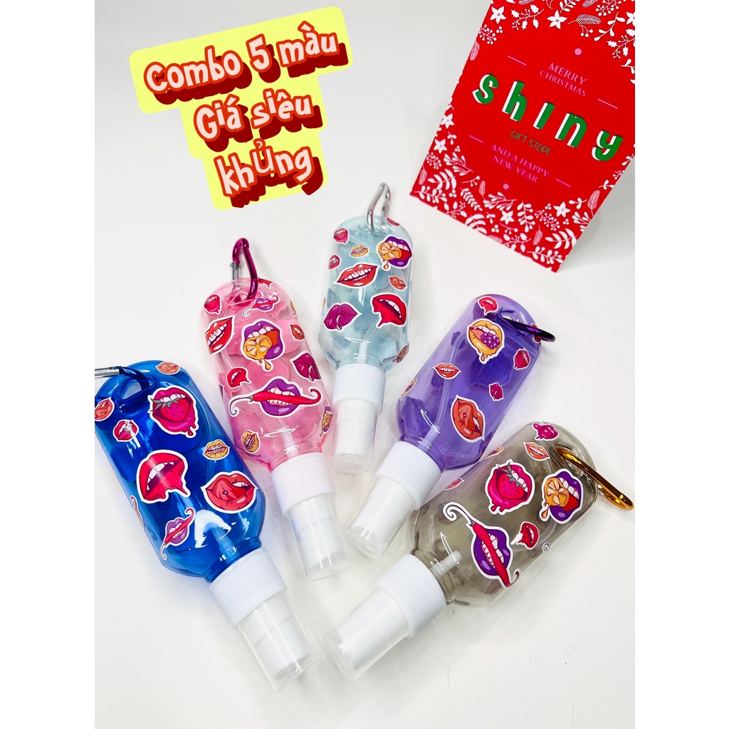 Combo 5 bình xịt bầu dục 50ml tặng kèm sticker và móc treo tiện dụng