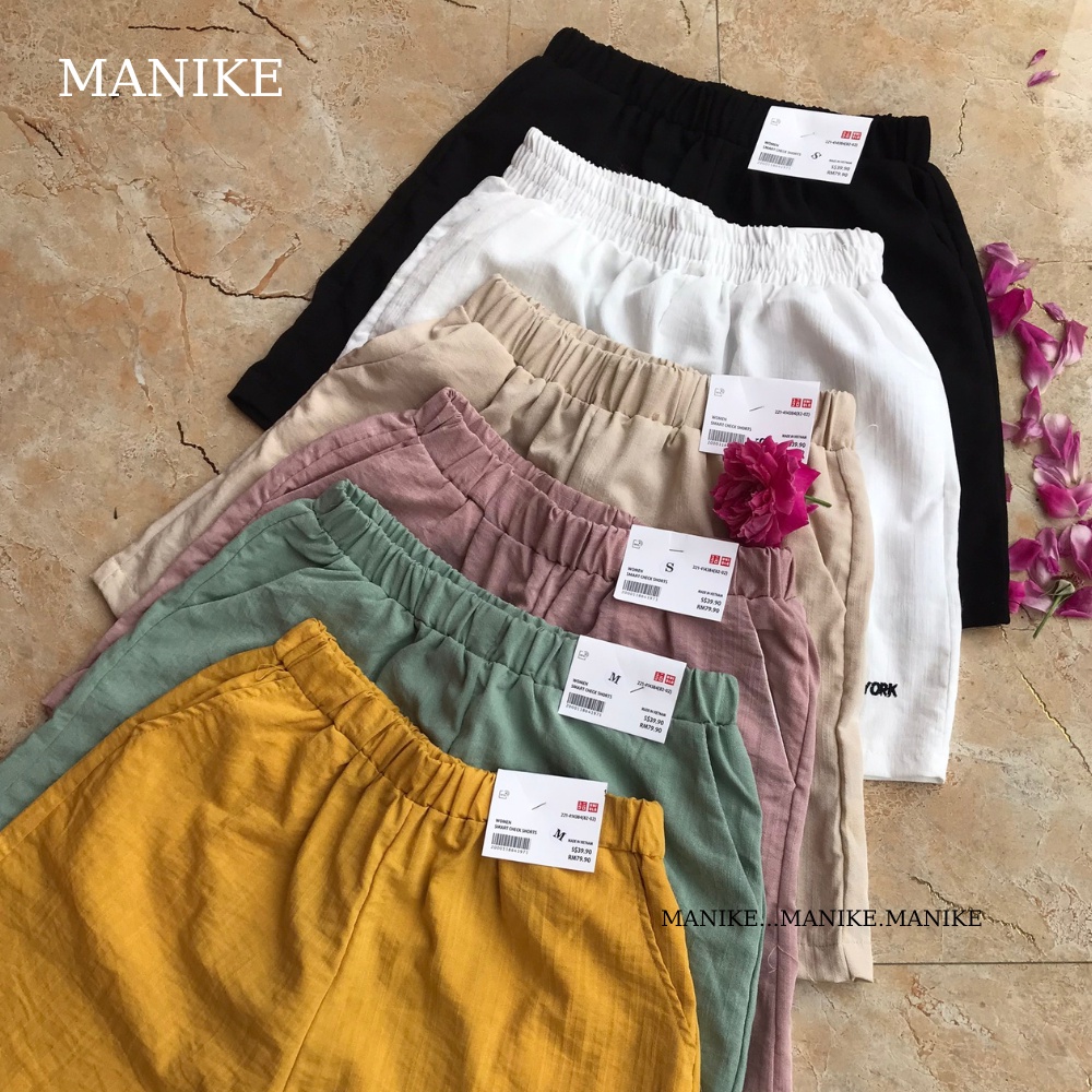 Quần đùi Shorts Nữ Cạp Chun Chất Đũi Hàng Cao Cấp Túi Zip Sịn Sò