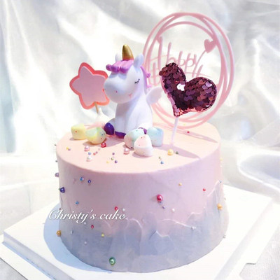 Phụ kiện trang trí bánh kem hình ngựa một sừng 1 tuổi