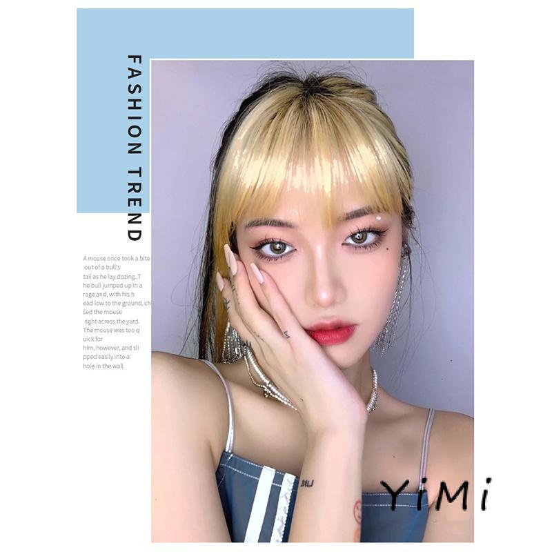 Tóc mái bằng giả nhuộm tông vàng thời trang