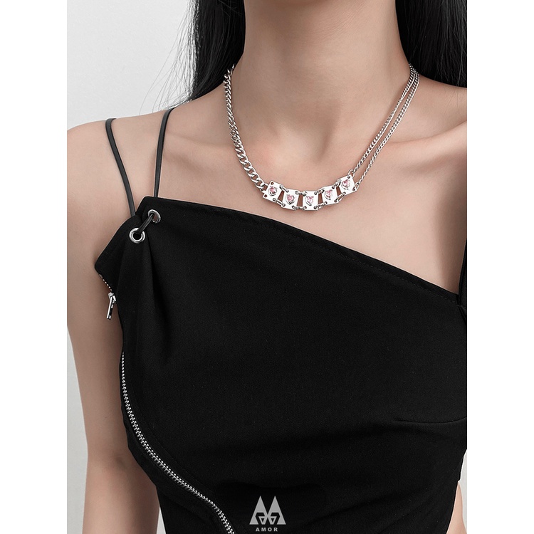 Vòng cổ Mặt Trái Tim Hồng Thiết Kế Thời Trang Mới