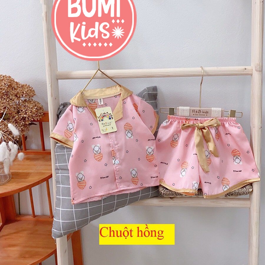 [ 10KG - 31KG ] Đồ Bộ Bé Gái Mặc Nhà Pijama Lụa Cao Cấp Tay Ngắn - Chất Liệu Lụa