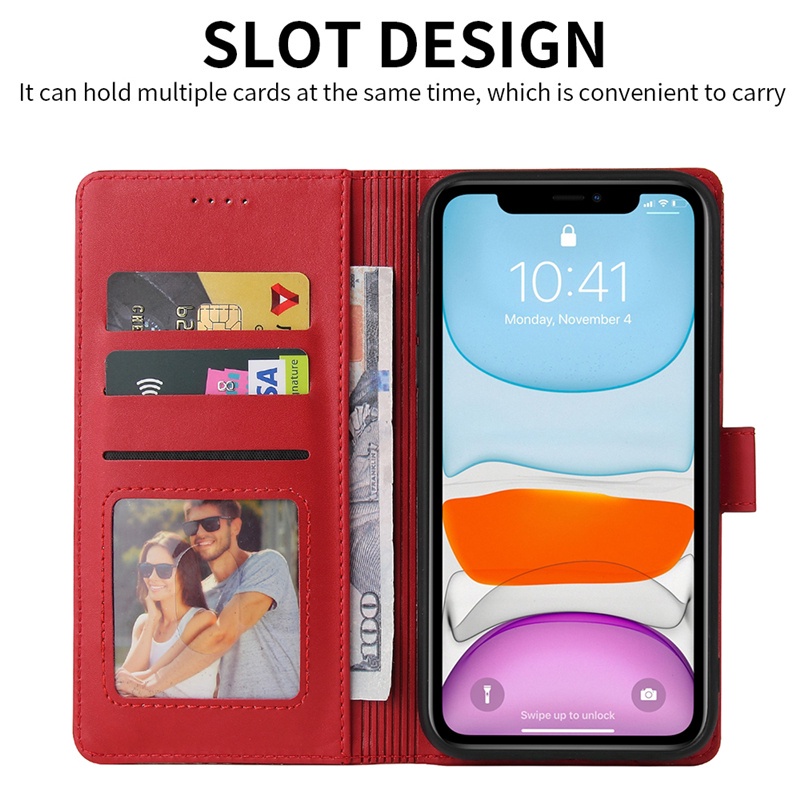 Ốp Điện Thoại Da Kiểu Ví Lật Có Ngăn Thẻ Cho IPhone 14 13 12 Mini 11 Pro Xs Max XR