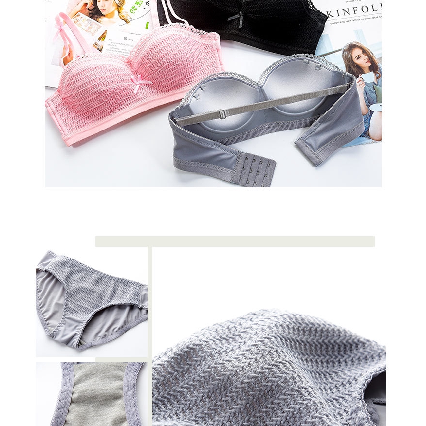 Áo ngực không gọng thép thiết kế dây có thể tháo rời / set áo ngực và quần lót quyến rũ | BigBuy360 - bigbuy360.vn