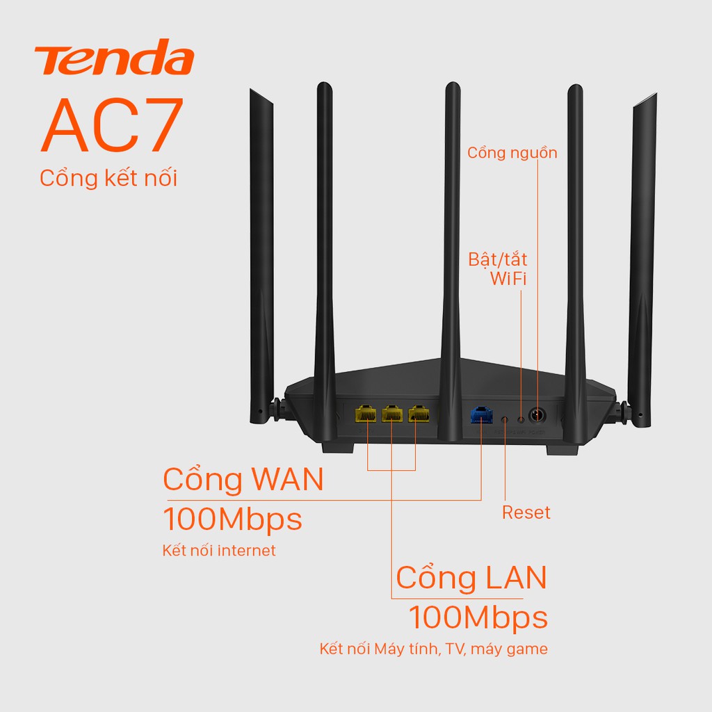 Tenda Thiết bị phát Wifi AC7 Chuẩn AC 1200Mbps - Hãng phân phối chính thức | BigBuy360 - bigbuy360.vn