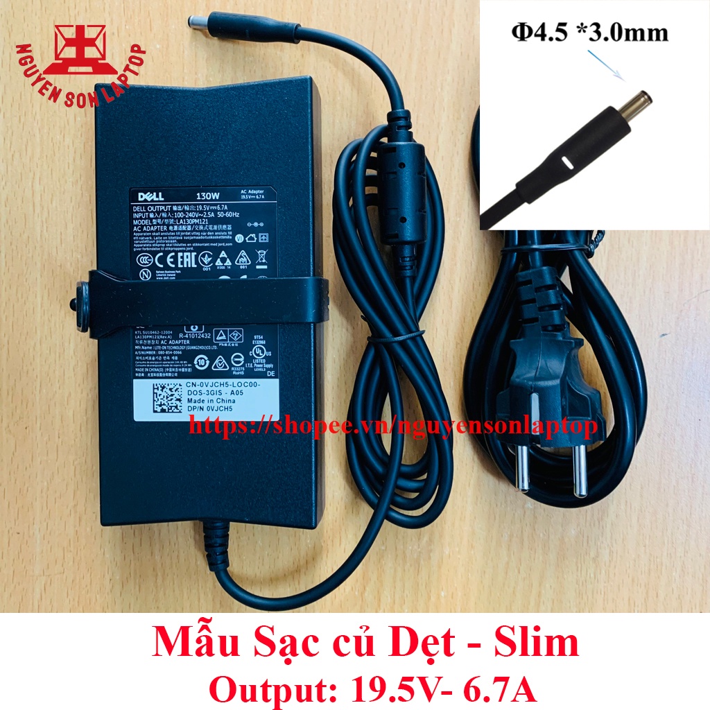 SẠC Laptop DELL 19.5V 6.67A 6.7a 130W M3800 XPS15 9530 9550 9560 Precision 5530