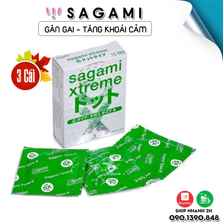 [Loại 1] - Bao cao su Cao Cấp SAGAMI Xtreme White Nhật Bản SIÊU MỎNG - Hộp 3 Cái (Bcs có gai gân tăng khoái cảm khi yêu)