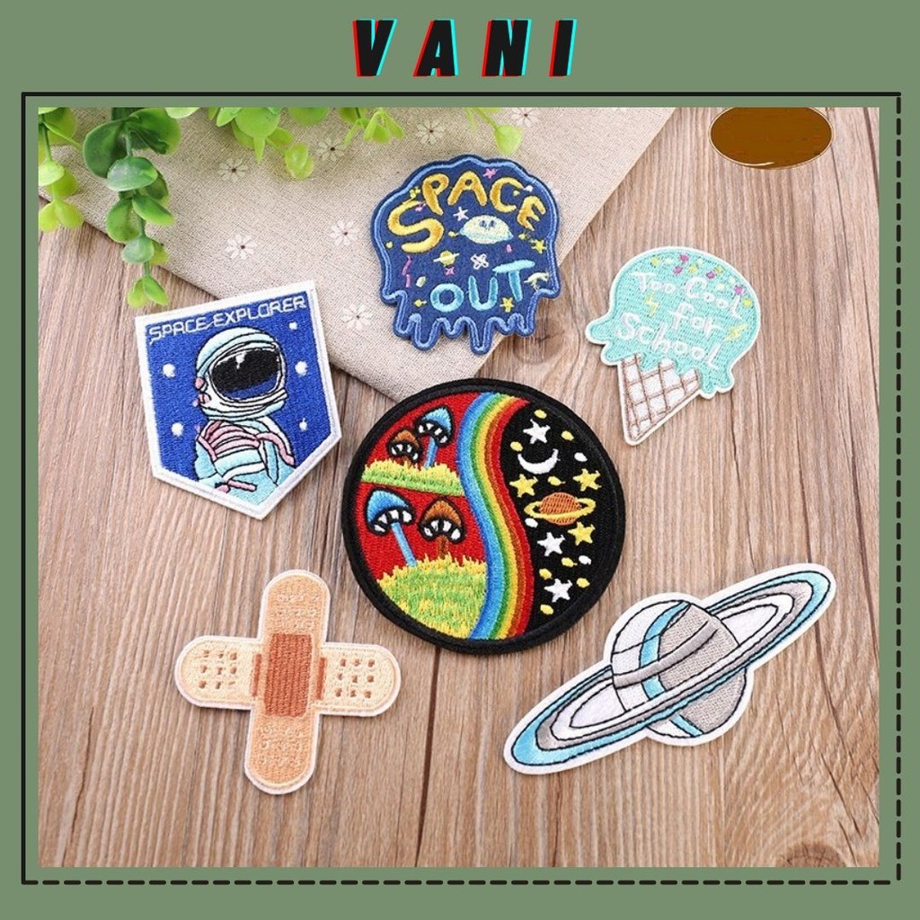 Sticker Logo Patch Ủi Áo Hình Vũ Trụ Dễ Thương Planet