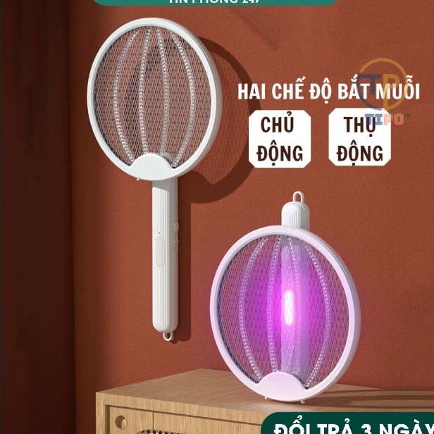 Sỉ Vợt Muỗi Thông Minh Gấp Gọn Kiêm Đèn Bắt Muỗi Tự Động Gấp Gọn 2 Trong 1 Ban Đêm