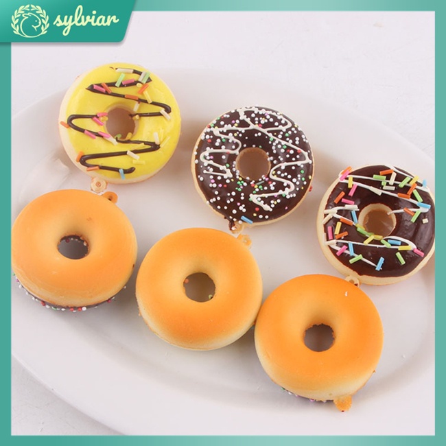 Mô Hình Bánh Donut Nhiều Màu Mềm Mại Trang Trí Nhà Bếp