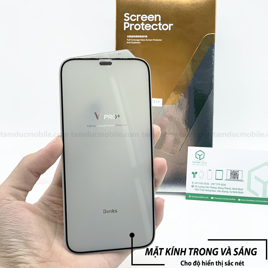 Kính Cường Lực iPhone Chính Hãng Benks Có Màng Loa Chống Bụi Chống Bám Vân Tay