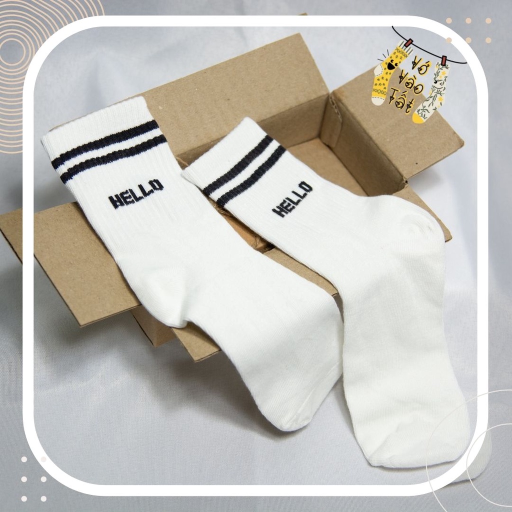 TẤT VỚ UNISEX IN CHỮ CÁ TÍNH CÓ SỌC