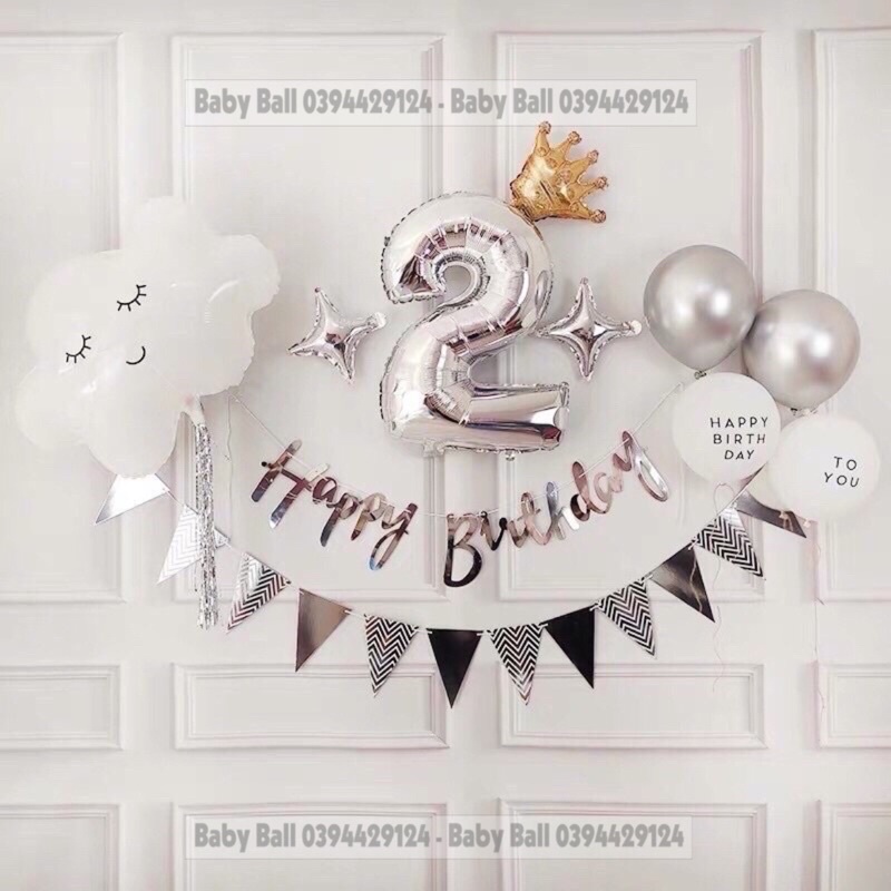 [Tặng Số Tuổi] Sét Bóng Trang Trí  Sinh Nhật Phong Cách Hàn Quốc