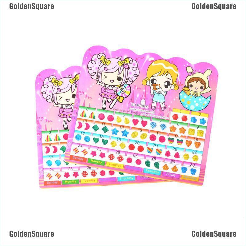 1 Tờ Bông Tai Trẻ Em Đính Pha Lê Nhiều Màu