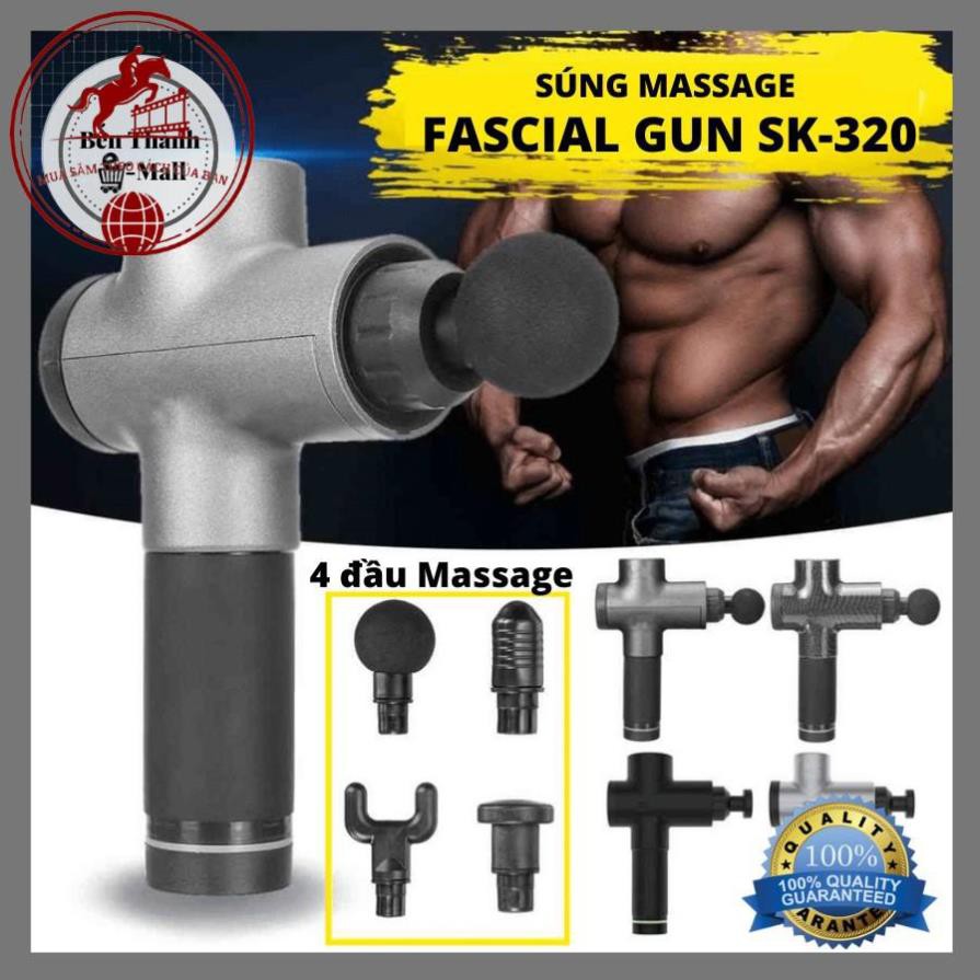 👑Ông Vua Bán Sỉ👑 Súng Massage Toàn Thân 4 Đầu 6 Chế Độ Fascial - Giảm Đau Mỏi Vai Gáy, Giãn Cơ Sau Tập