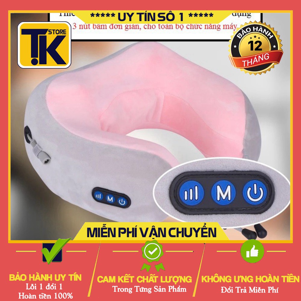 Gối massage cổ vai gáy sạc pin tích điện cao cấp,Máy massage cổ vai gáy hồng ngoại đa năng  - bảo hành 12 tháng