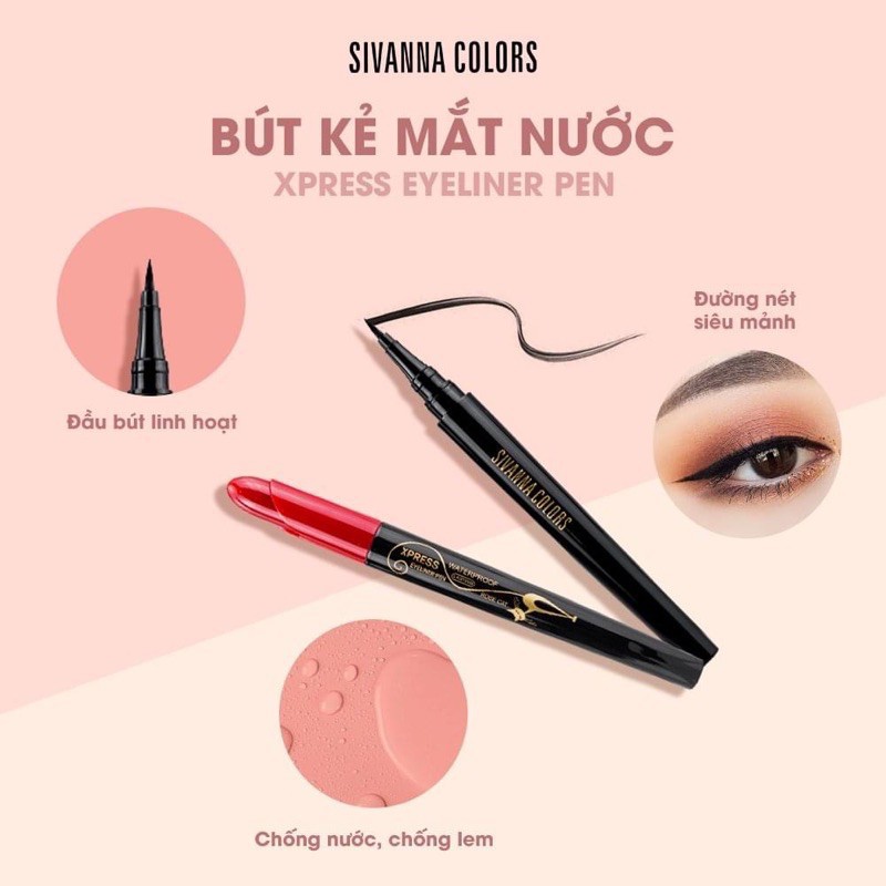 [Auth Thái] Bút Kẻ Mắt Nước Sivanna Colors Xpress Eyeliner Pen Rose Cat HF896 - Bút Kẻ Dạ Sivanna Không Lem Không Trôi