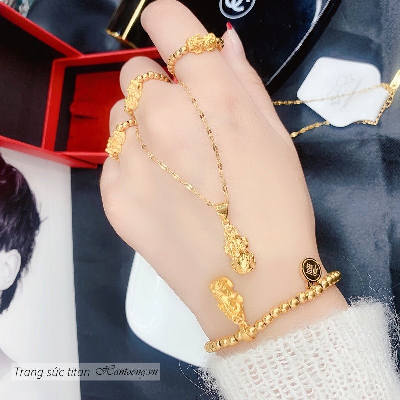 Dây chuyền titan nữ mặt tỳ hưu cầu tài lộc may mắn thời trang cổ điển sang trọng