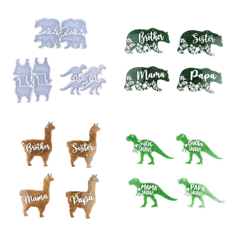 Sa Khuôn Silicone Làm Móc Khóa Hình Động Vật / Gấu / Khủng Long Sáng Tạo