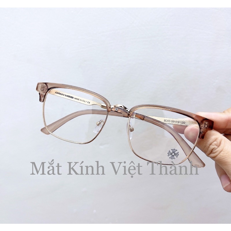 Gọng kính cận nửa viền họa tiết thánh giá chữ thập