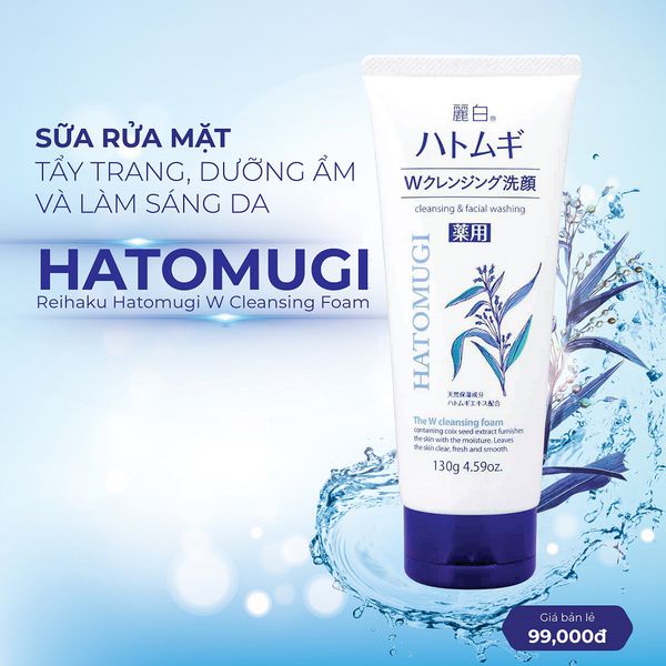 Sữa rửa mặt làm sạch da Hatomugi Cleansing Foam hạt Ý Dĩ 130g