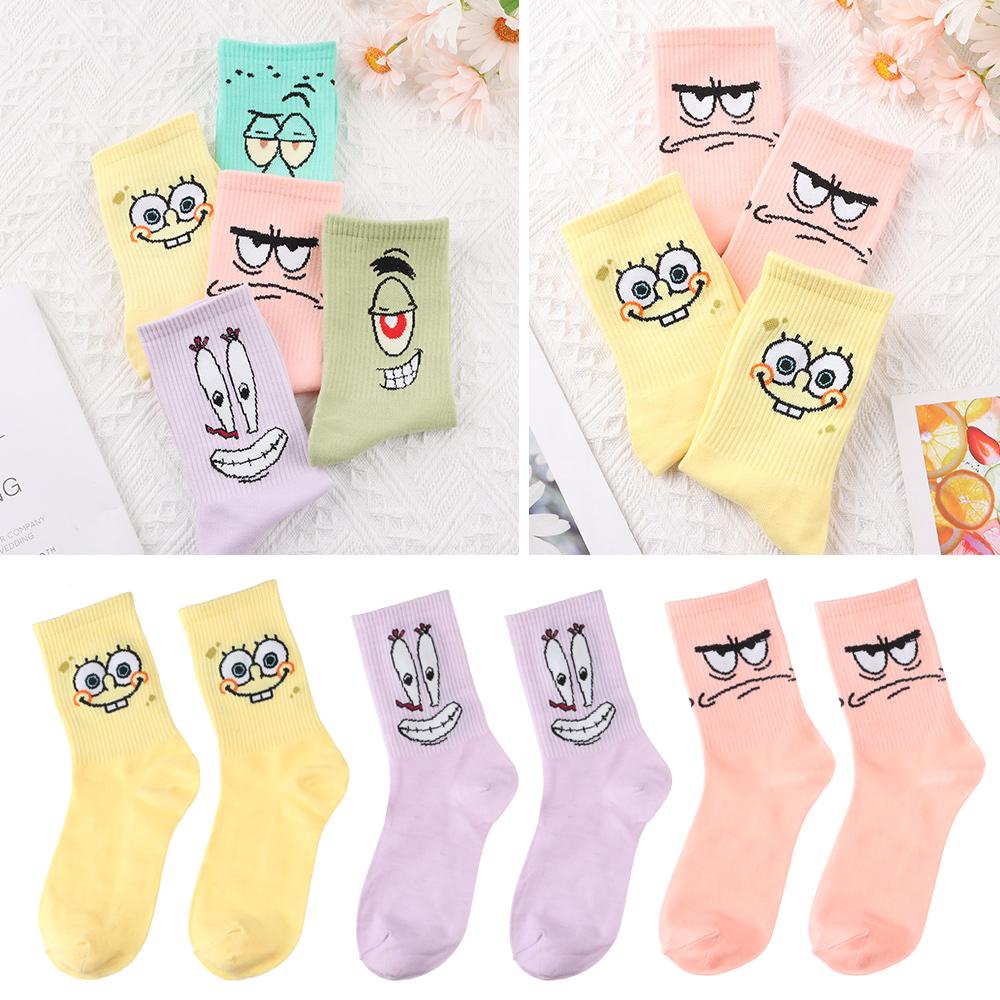MIHAN1 Vớ Giữ Nhiệt Lạnh In Họa Tiết Hoạt Hình Spongebob Dễ Thương Cho Nữ