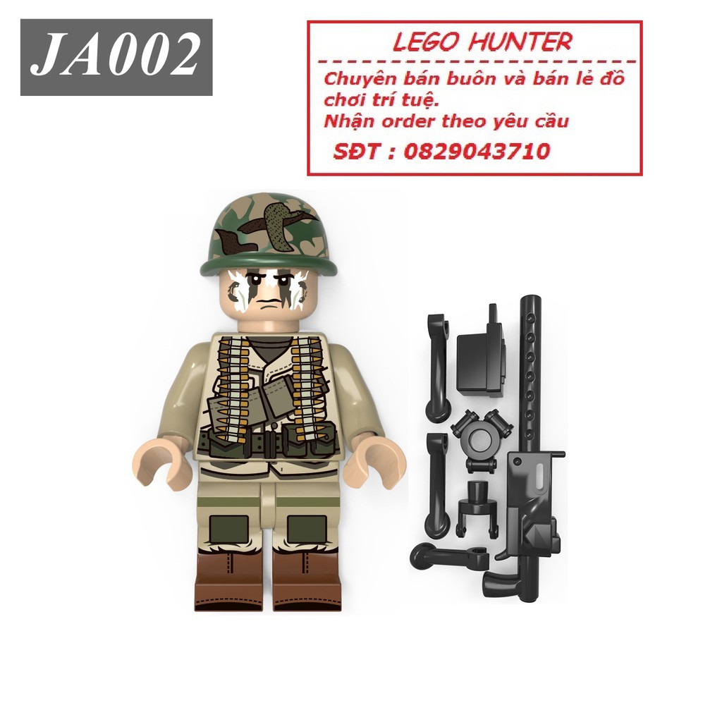 Lego Army WW2 : Lính Mỹ xạ thủ machine gun