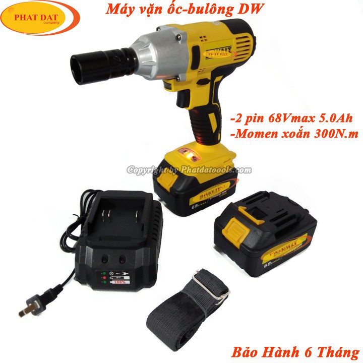 Máy Vặn Mở Ốc Dùng Pin Dewatl 68V 5A.h-2 Pin Li-ion-Bảo Hành 6 Tháng