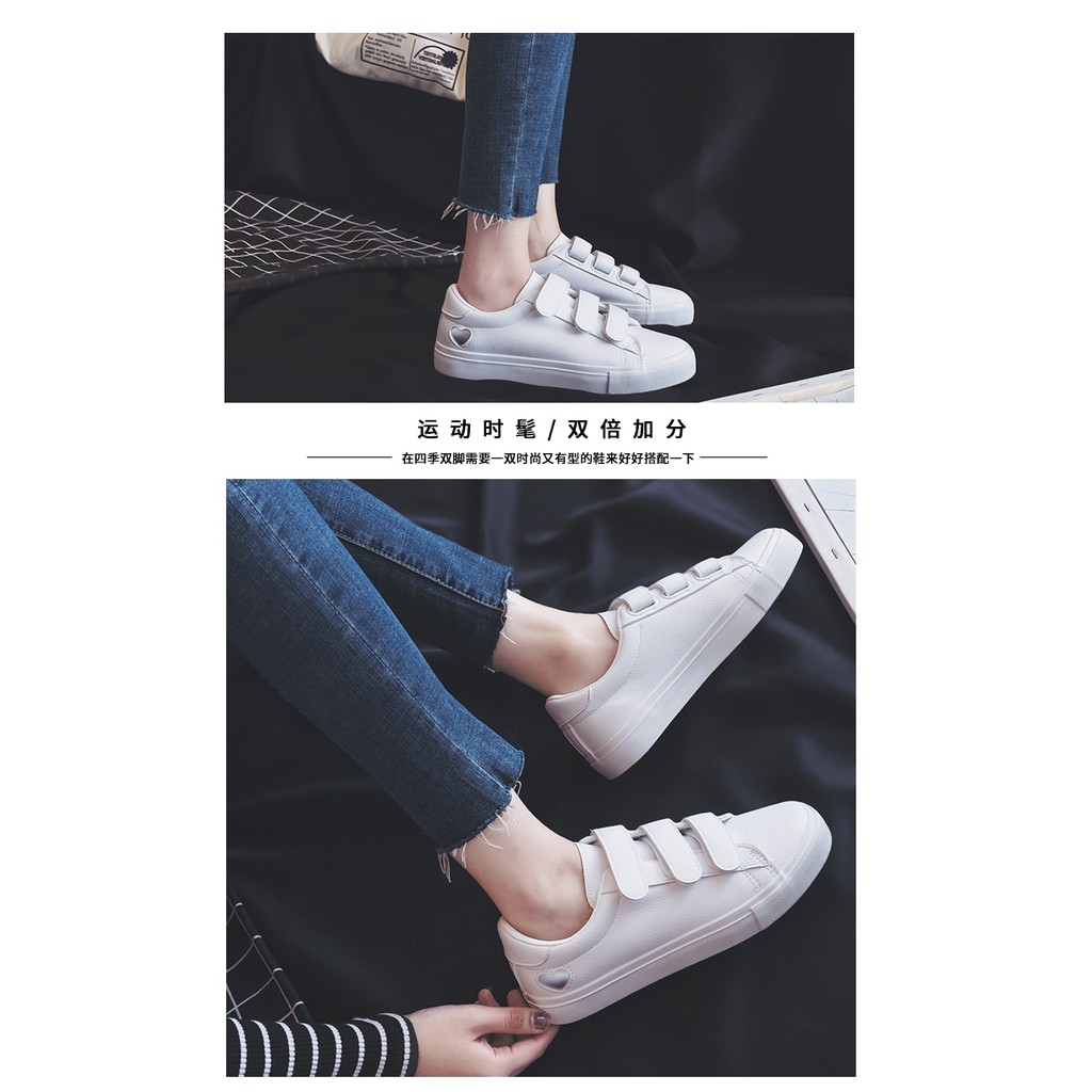 [ORDER] Giày bata học sinh quai dán màu trắng in hình tim  siêu xinh - MBS341 | BigBuy360 - bigbuy360.vn