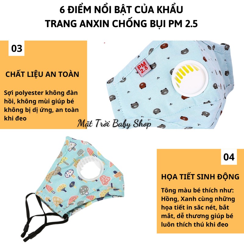 Khẩu trang cho bé khẩu trang kháng khuẩn chống bụi PM2.5 có van thở cho bé