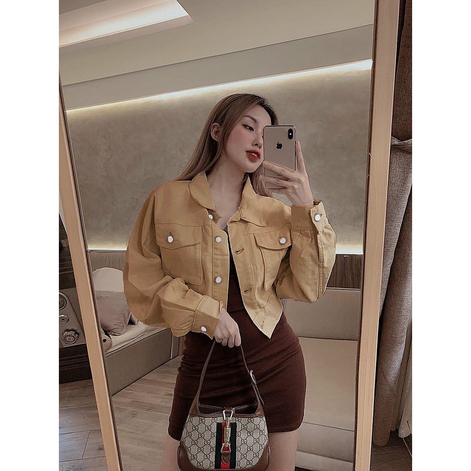 [ Hình Thật ] Áo Khoác Jeans Kaki Túi Hộp nữ Hàng Nhập khẩu Quảng Châu Cao Cấp m20
