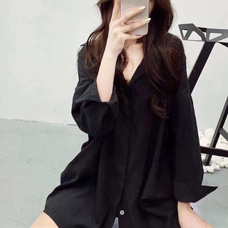 áo sơmi oversize form rộng dáng dài