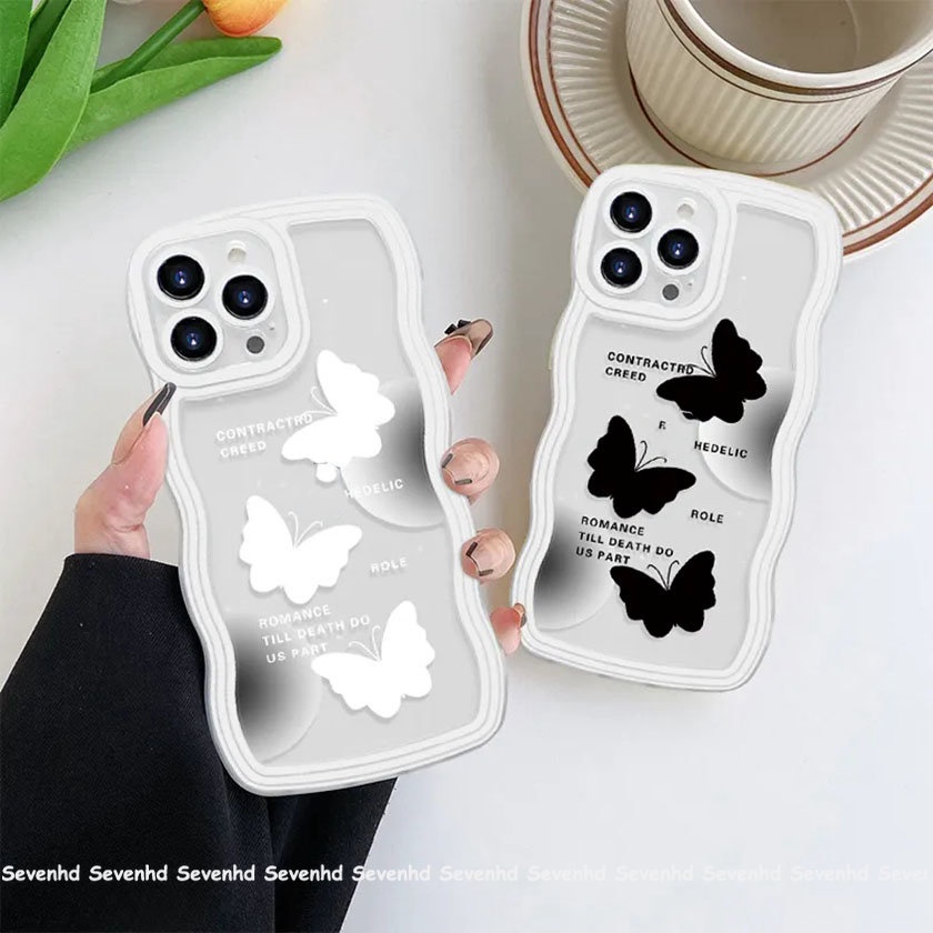 Ốp Điện Thoại Dẻo Họa Tiết Bươm Bướm Đen Đơn Giản Thời Trang Cho iPhone 14 13 12 11 Pro Max Xs Max Xr X 7 8 6 6s Plus