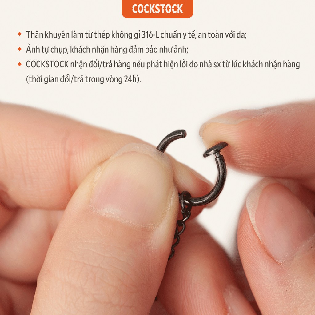 Khuyên xích kẹp tai nối 2 lỗ DOUBLE CHAIN HOOP EARCUFF (giá 1 chiếc)