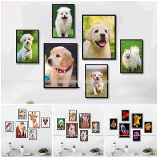 Bộ 6 TRANH TREO TƯỜNG, DÁN TƯỜNG Inphattin decor phòng cho bé hình cún con, trang trí không cần khoan tường chỉ cần dán.