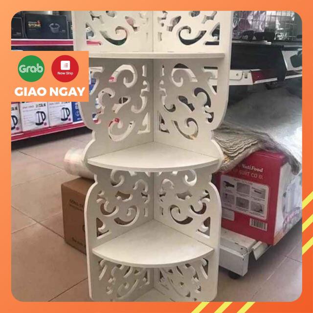 KỆ GÓC HOA VĂN BẰNG GỖ 4 TẦNG