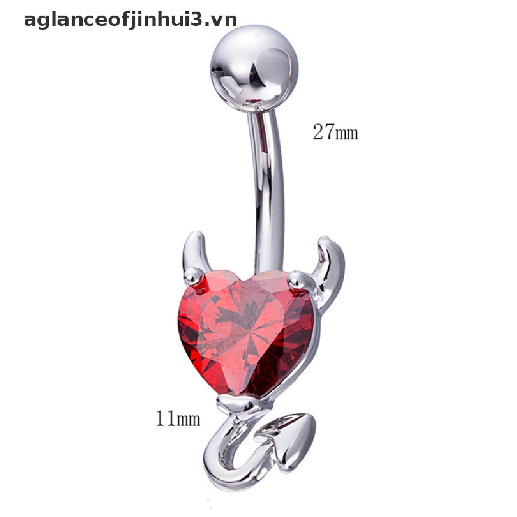 Khuyên Rốn Hình Trái Tim Ác Quỷ Đính Đá Pha Lê Cá Tính
