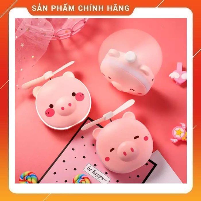 Quạt Gương Heo Mini Cầm Tay FREESHIP Quạt Hình Heo 3 in 1 (Quạt + Gương + Đèn)