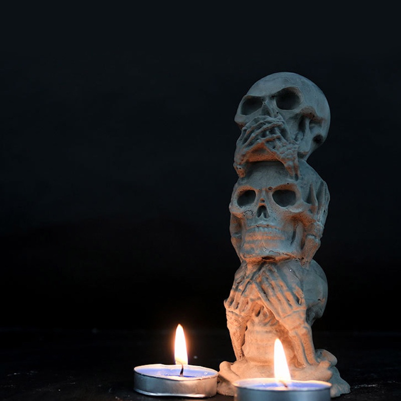 Khuôn Silicon Làm Đá In Hình Đầu Lâu Halloween 3D Độc Đáo