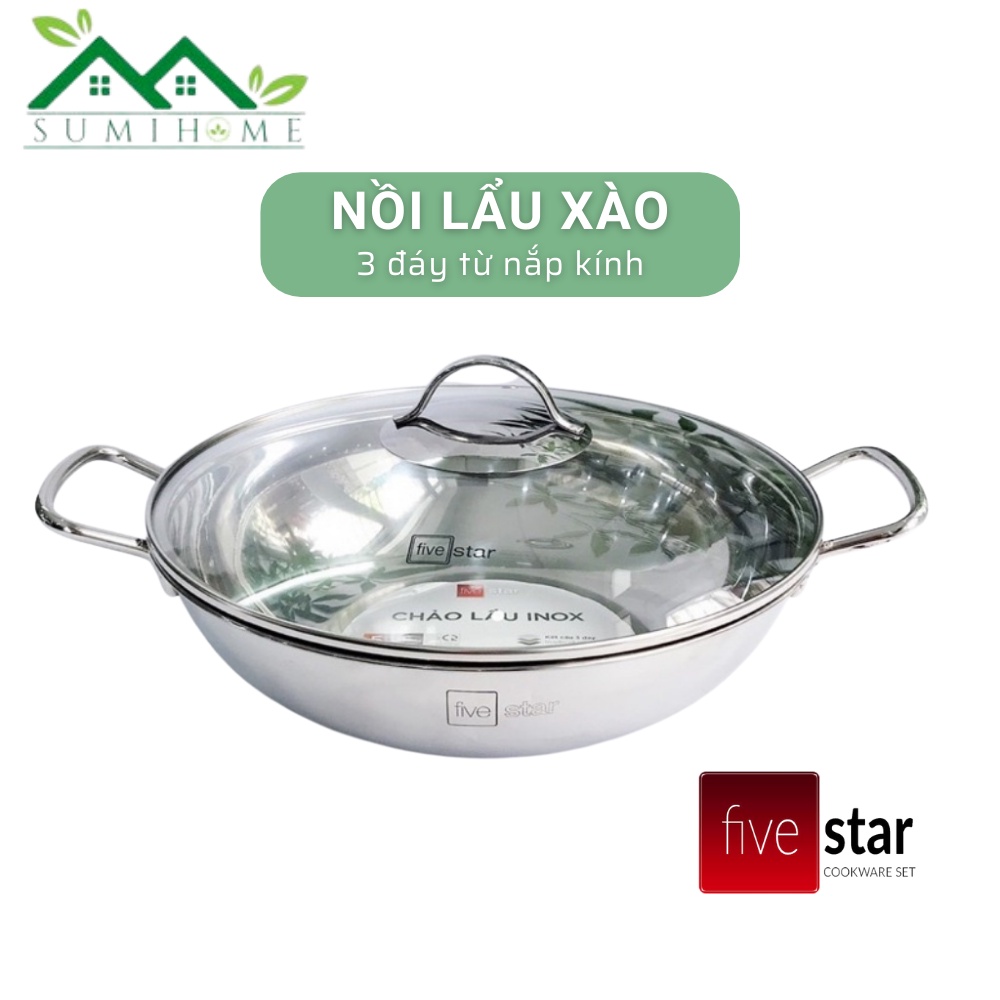 Nồi lẩu inox 430 đa năng Fivestar 3 đáy đun từ (24cm /26cm /28cm/32cm) - SUMIHOME