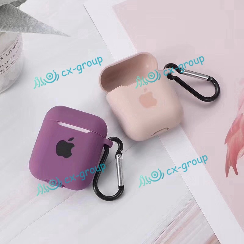 Ốp bảo vệ hộp sạc tai nghe AirPods 1 | 2 bằng silicon có logo Apple